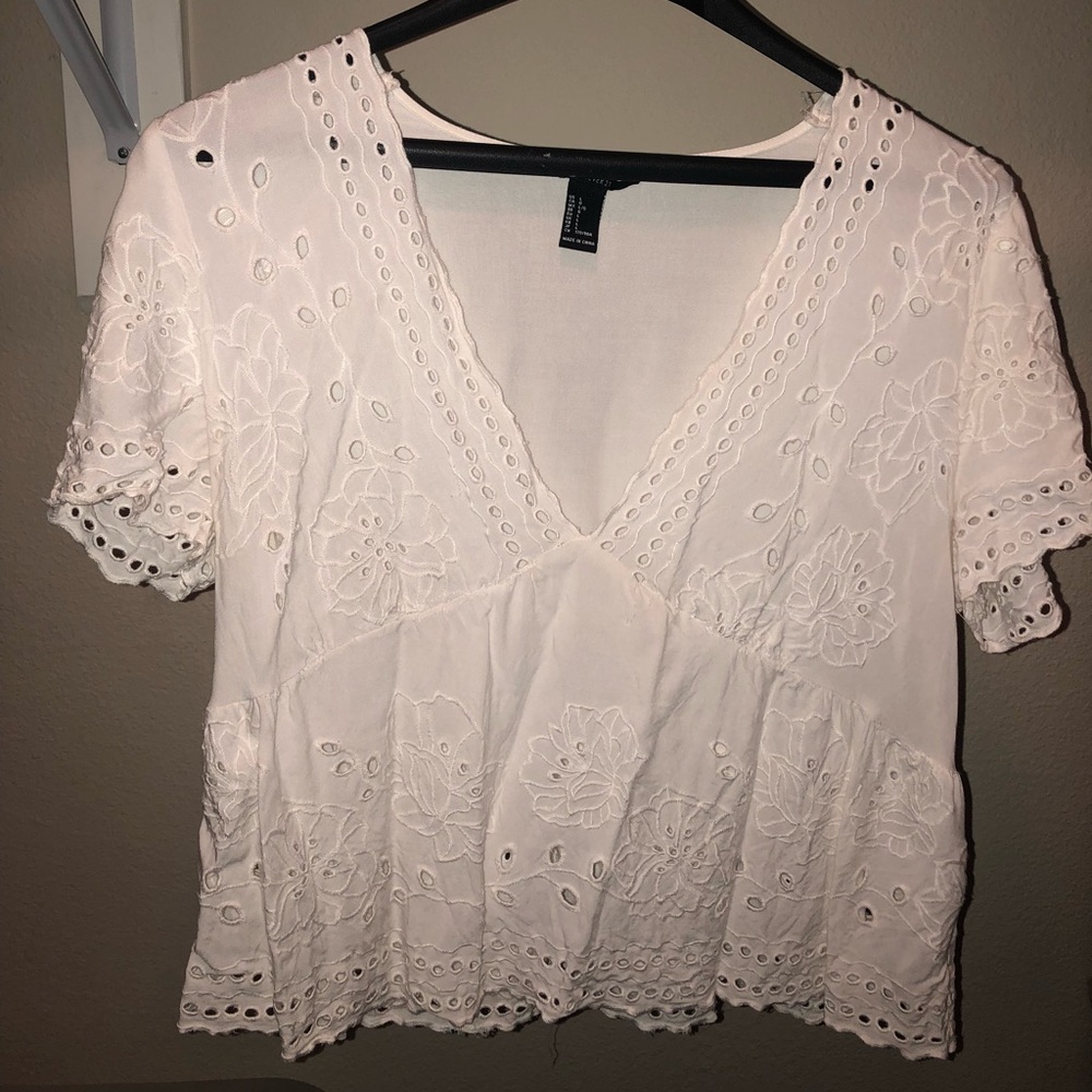 Forever 21 White Lace Crop Top